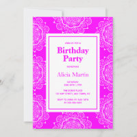 Fête d'anniversaire Magenta & White Mandala