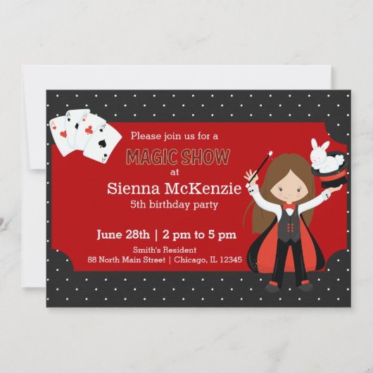 Invitation Fête d'anniversaire Magic Show (Devant)