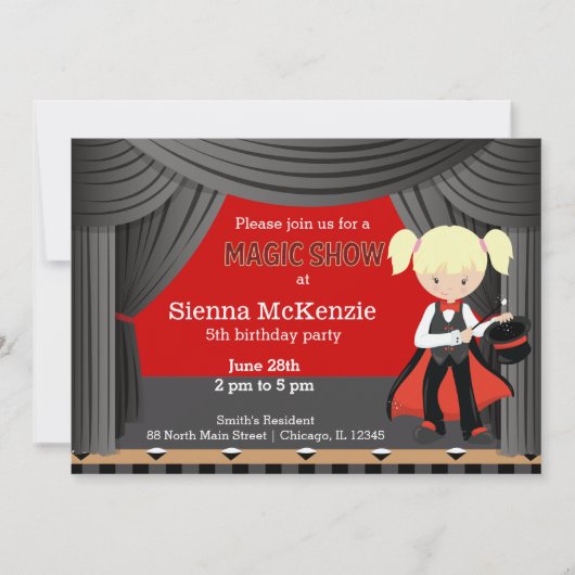Invitation Fête d'anniversaire Magic Show (Devant)