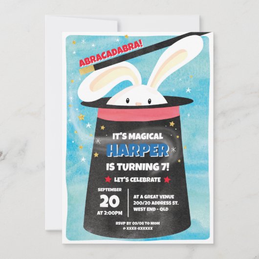 Invitation Fête d'anniversaire magique (Devant)