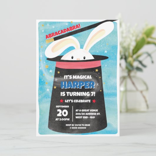 Invitation Fête d'anniversaire magique (Debout devant)