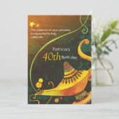 Invitation Fête d'anniversaire magique de la lampe de Genie (Debout devant)