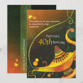 Invitation Fête d'anniversaire magique de la lampe de Genie (Devant / Derrière)
