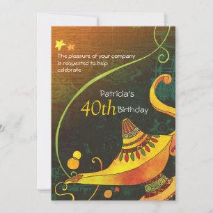 Invitation Fête d'anniversaire magique de la lampe de Genie