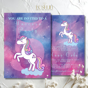 Invitation Fête d'anniversaire magique de la licorne de la ga