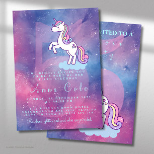 Invitation Fête d'anniversaire magique de la licorne de la ga