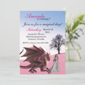 Invitation Fête d'anniversaire magique de la princesse au dra (Debout devant)