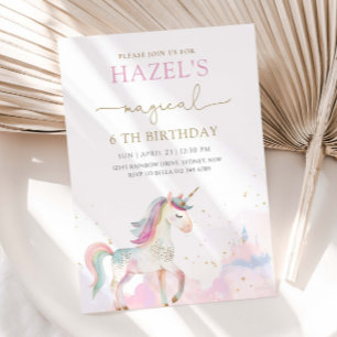 Invitation Fête d'anniversaire magique de licorne Tout âge