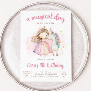 Invitation Fête d'anniversaire Magique Licorne