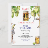 Invitation Fête d'anniversaire Make 40 Great Again Bière (Devant)