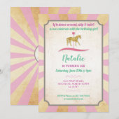 Invitation Fête d'anniversaire Manège Cheval (Devant / Derrière)