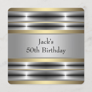 Invitation Fête d'anniversaire Mans Argent et Or