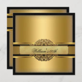Invitation Fête d'anniversaire Mans Black Gold (Devant / Derrière)