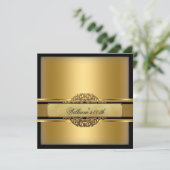 Invitation Fête d'anniversaire Mans Black Gold (Debout devant)