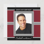 Invitation Fête d'anniversaire Mans Red et Black (Devant)