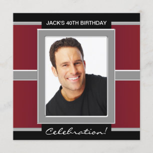 Invitation Fête d'anniversaire Mans Red et Black