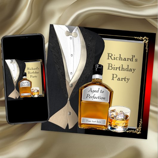 Invitation Fête d'anniversaire Mans Whiskey