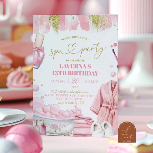 Invitation Fête d'anniversaire manucure pédicure Spa Rose