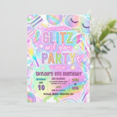 Invitation Fête d'anniversaire maquillage éclairant Rainbow S (Debout devant)