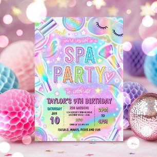 Invitation Fête d'anniversaire maquillage éclairant Rainbow S
