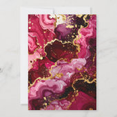Invitation Fête d'anniversaire Marbre Agate Rouge Clair et Or (Dos)