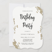 Invitation Fête d'anniversaire Marbre rouge et blanc Faux Gol (Devant)