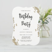 Invitation Fête d'anniversaire Marbre rouge et blanc Faux Gol (Debout devant)