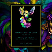 Invitation Fête d'anniversaire Mardi Gras en masque, Chic noi