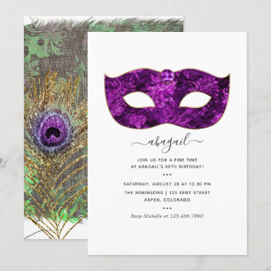 Invitation Fête d'anniversaire Mardi Gras Gemme Tropicale Vio
