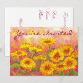 Invitation Fête d'anniversaire Marigold jaune Aquarelle Fleur (Devant / Derrière)