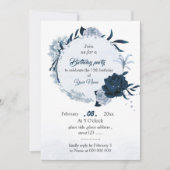 Invitation fête d'anniversaire marine et bleu poussiéreux (Devant)