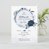 Invitation fête d'anniversaire marine et bleu poussiéreux (Debout devant)