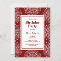 Fête d'anniversaire Maroon & White Mandala