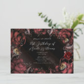 Invitation Fête d'anniversaire Marron Rouge Rouille Roses & C (Debout devant)