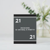 Invitation Fête d'anniversaire masculine 21e anniversaire gri (Debout devant)