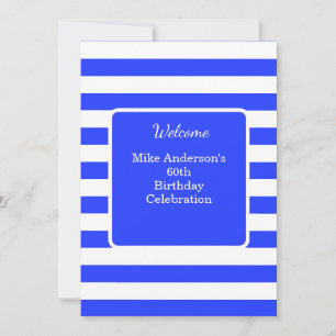 Invitation Fête d'anniversaire masculine bleu marine et blanc