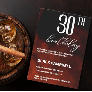 Invitation Fête d'anniversaire masculine moderne 30 ans