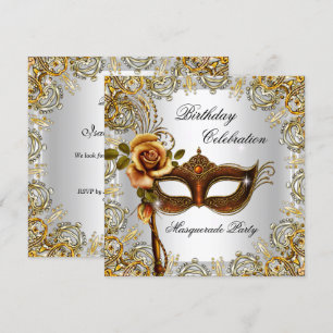 Invitation Fête d'anniversaire Masque d'or de Mascarade