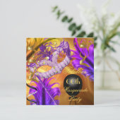 Invitation Fête d'anniversaire masquée fabuleuse Violet Or (Debout devant)