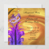 Invitation Fête d'anniversaire masquée fabuleuse Violet Or (Dos)