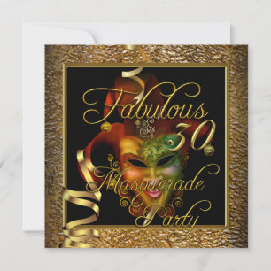Invitation Fête d'anniversaire Masquerade Fabulous 30 Or Noir