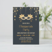 Invitation Fête d'anniversaire Masquerade moderne (Debout devant)