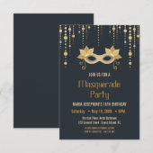 Invitation Fête d'anniversaire Masquerade moderne (Devant / Derrière)