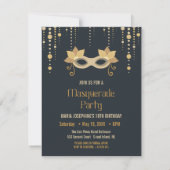 Invitation Fête d'anniversaire Masquerade moderne (Dos)
