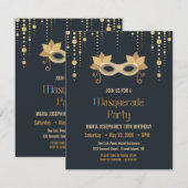 Invitation Fête d'anniversaire Masquerade moderne (Devant / Derrière)