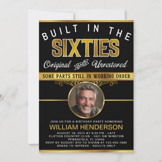 Invitation Fête d'Anniversaire Mens Funny Construit dans les  (Devant)