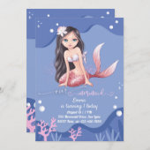 Invitation Fête d'anniversaire Mermaid personnalis (Devant / Derrière)