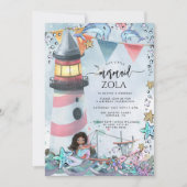 Invitation Fête d'anniversaire Mermaid Pink Blue (Devant)