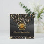 Invitation Fête d'anniversaire Métal Bijou noir Animal (Debout devant)