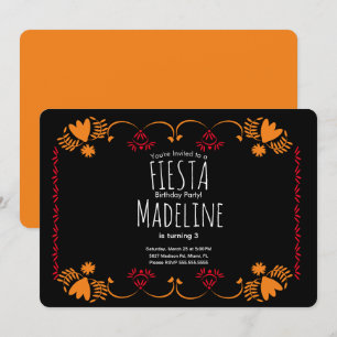Invitation Fête d'anniversaire mexicaine élégante bordure flo